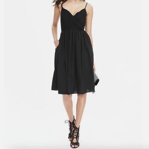 Banana Republic Strappy Crossover Vee Cocktail Dress Black Size 8